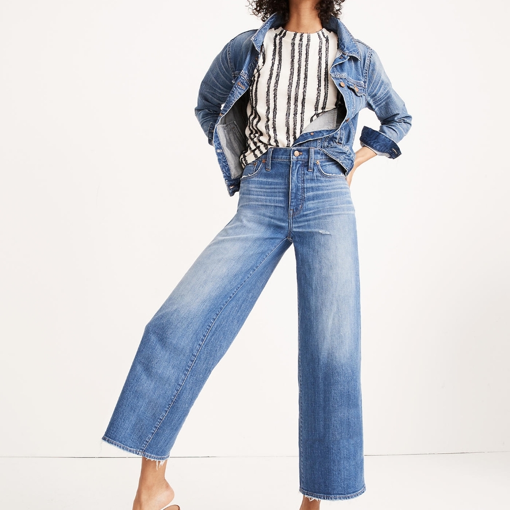 Madewell Petite Wide-Leg Crop Jeans, Finney Wash